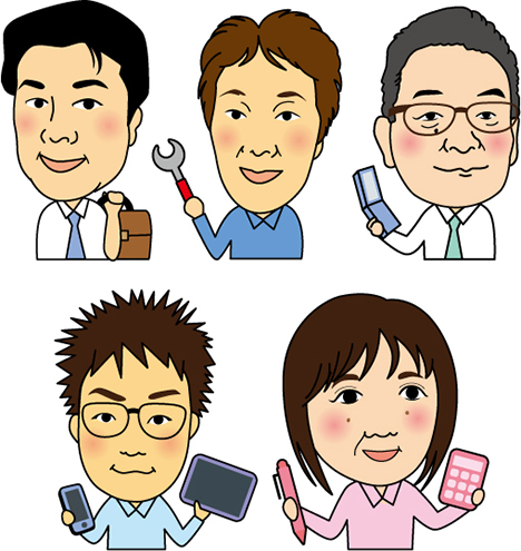 似顔絵イラストベタ塗り